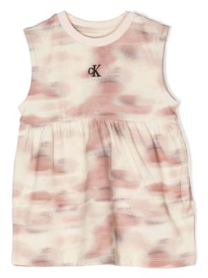 Calvin Klein Kids Jurk met logoprint - Bruin