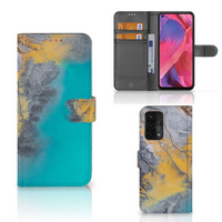 OPPO A54 5G | A74 5G | A93 5G Bookcase Marble Blue Gold - thumbnail