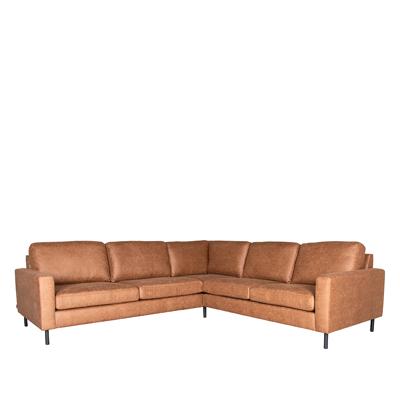 LABEL51 Hoekbank Genua - Cognac - Microfiber - 2-Zits + Hoek + 2-Zits