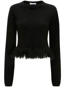 JW Anderson pull crop à ourlet frangé - Noir