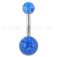 Navelpiercing acryl glitter blauw