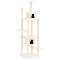 Bussandri Exclusive - Kattenmeubel met sisal krabpalen 176 cm crèmekleurig