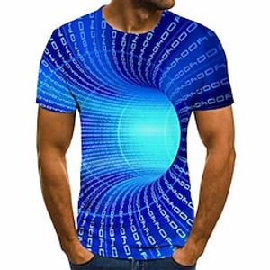 Voor heren T-shirt Grafisch 3D Print 3D Ronde hals Geel Blozend Roze Rood blauw Paars 3D-afdrukken Grote maten Dagelijks Korte mouw Kleding Basic Lightinthebox