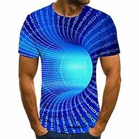 Voor heren T-shirt Grafisch 3D Print 3D Ronde hals Geel Blozend Roze Rood blauw Paars 3D-afdrukken Grote maten Dagelijks Korte mouw Kleding Basic Lightinthebox - thumbnail