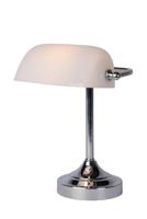 Lucide BANKER - Bureaulamp - 1xE14, Chroom, wit, 25 x 20 x 35 cm