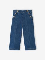 Driekwartsbroek met grote opening meisjes ongewassen denim