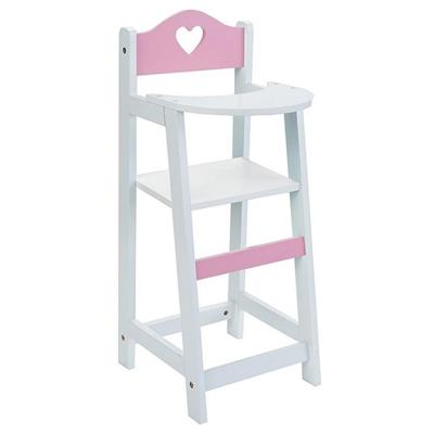 Houten hoge poppenstoel wit roze