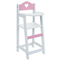 Houten hoge poppenstoel wit roze