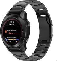 By Qubix - Titanium schakelband - Zwart - Compatible met Garmin Forerunner 745/935 / 945/955 / 965 - Compatible Garmin bandje - Bandbreedte: 22mm