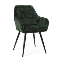 Eetkamerstoel velvet met armleuning - groen - 87x56.5x43 cm