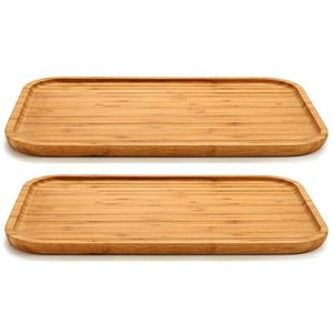 Set van 2x stuks voedsel/hapjes serveerplank van bamboe 36 x 24 cm met rand