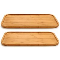 Set van 2x stuks voedsel/hapjes serveerplank van bamboe 36 x 24 cm met rand