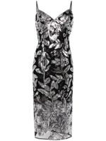 Marchesa Notte Botanical jurk verfraaid met pailletten - Metallic