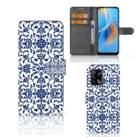 OPPO A74 4G Hoesje Flower Blue - thumbnail