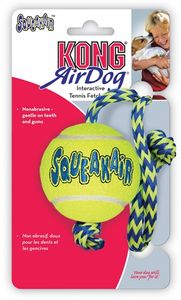 KONG SQUEAKAIR BAL MET TOUW GEEL / BLAUW 52X6,5X6,5 CM