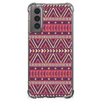 Samsung Galaxy S21 Doorzichtige Silicone Hoesje Aztec Paars