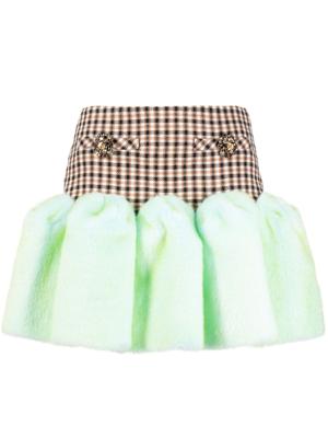 AREA Mini-rok met afwerking van imitatiebont - Bruin