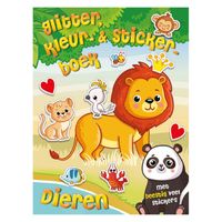 Glitter-, Kleuren Stickerboek Dieren