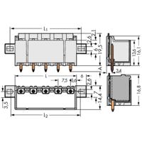 WAGO 2092-3402/005-000 Male behuizing (board) 2092 Totaal aantal polen: 2 Rastermaat: 7.50 mm Inhoud: 100 stuk(s)