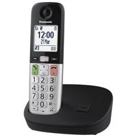 Panasonic KX-TGU410EXB Digitale telefoon, draadloos, basiseenheid en 1 handset, lcd-display, favoriete oproepen, zaklamp, compatibel met hoorapparaten, zwart en zilver