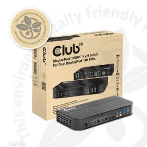 club3D KVM Switch 4K60Hz KVM-switch HDMI Afstandsbediening 4096 x 2160 Pixel