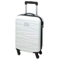 Cabine handbagage reis trolley koffer - met zwenkwielen - 55 x 35 x 20 cm - wit - thumbnail