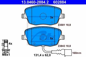 Remmenset, remschijf ATE, Remschijftype: Geventileerd: , Inbouwplaats: Vooras, u.a. für Skoda, VW, Seat