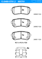 Remblokkenset, schijfrem ATE, u.a. fÃ¼r Hyundai, KIA