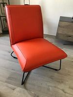 Leren fauteuil zonder armleuning met kruisframe - oranje leer - Echt leer, Industrieel, ontdek de vele Leersoorten en Kleuren bij ShopX - thumbnail