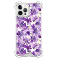 iPhone 12 (Pro) shockproof hoesje - Floral violet - thumbnail