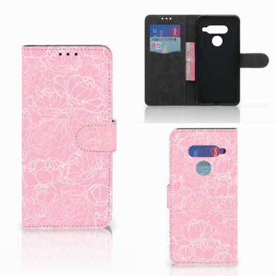 LG V40 Thinq Hoesje White Flowers