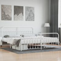 Bedframe met hoofd- en voeteneinde metaal wit 200x200 cm - thumbnail