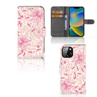 Apple iPhone 14 Hoesje Pink Flowers - thumbnail