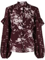 ERDEM blouse volantée en soie à fleurs - Rouge