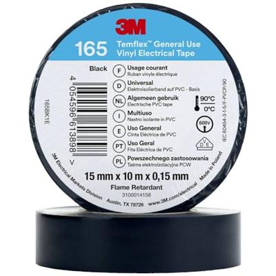 3M Temflex™ 165 165BK1E Isolatietape Temflex™ 165 Zwart (L x B) 10 m x 15 mm