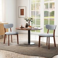 Set van 2 Eetkamerstoelen Stoel van Heveahout Gestoffeerde Rugleuning Zacht Kussen Zithoogte 48 cm voor Lounge Restaurant Grijs