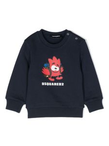 DSQUARED2 KIDS sweat en coton à logo imprimé - Bleu