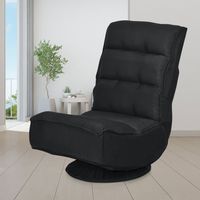 Relax Fauteuil Verstelbare Opklapbare Fauteuil Draaibare Vloer Stoel Sofa Stoel Vloer Kussen Zwart - thumbnail