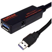 ROLINE USB 3.2 Gen 1 Actieve Repeater kabel, zwart, 10 m