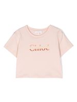 Chloé Kids t-shirt en coton à logo embossé - Rose