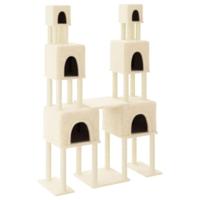vidaXL Kattenmeubel met sisal krabpalen 199 cm crèmekleurig, kattenpaal, kattenboom, kattenkrabpaal, kattenhuis, kattenmeubel, kattenpalen