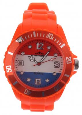 Nederlands Horloge met lichtgevende wijzers oranje