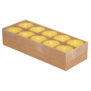 Atmosphera Citronella/citroen geur stomp kaarsjes - 10x stuks - 7 branduren - geel