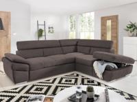 Converteerbare hoekbank ANGITE met longchair rechts stof bruin