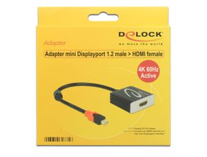 Delock 62735 Adapter mini DisplayPort 1.2 male > HDMI female 4K 60 Hz Actief