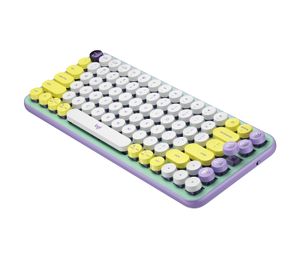 Logitech Pop Keys toetsenbord RF-draadloos + Bluetooth QWERTY US International Muntkleur, Violet, Wit, Geel