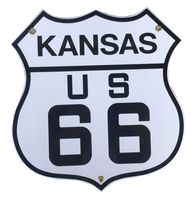 Route 66 Kansas Emaille Bord 30 x 28 cm - thumbnail