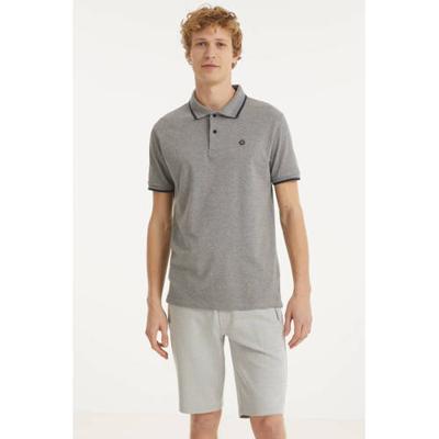 Twinlife regular fit polo grijs melange