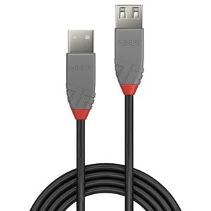 LINDY USB-kabel USB 2.0 USB-A stekker, USB-A bus 1.00 m Zwart, Grijs 36702