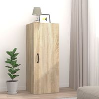 Wandkast 34,5x34x90 cm bewerkt hout sonoma eikenkleurig